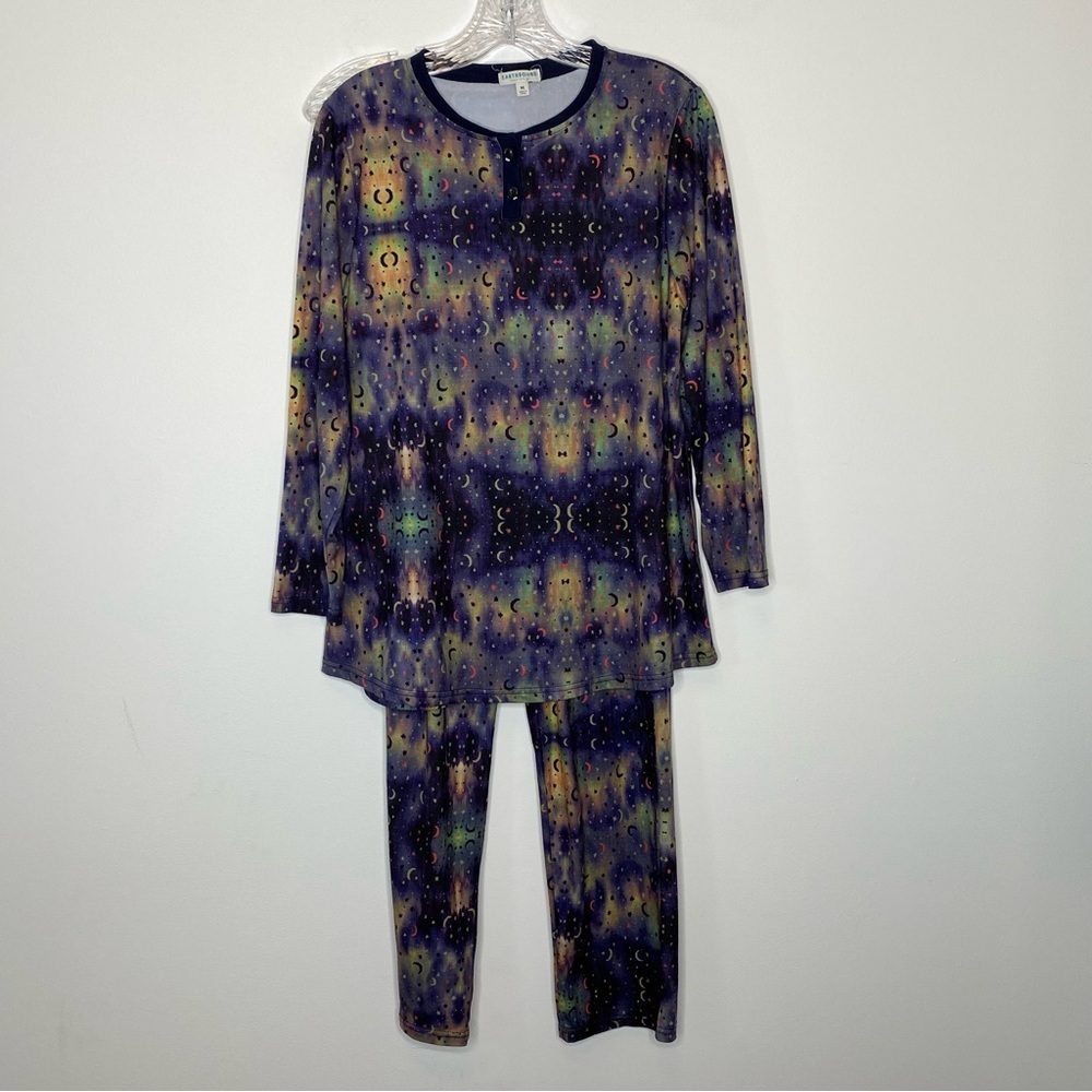 Earthbound Trading Co. Moon and Stars Henley Pajama Set